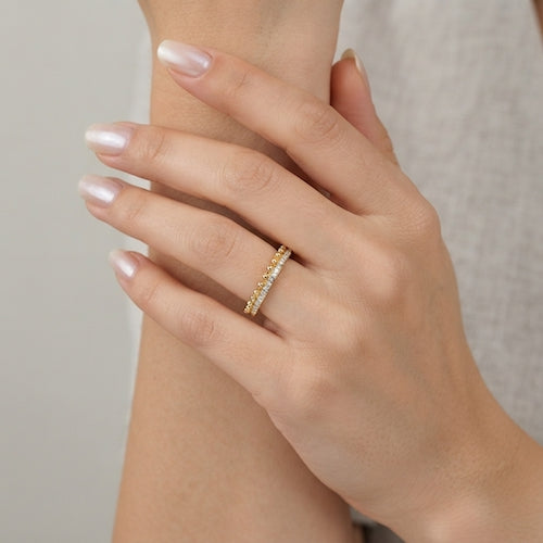 Clara Beaded Crystal Open Ring | Waterproof 18k Gold