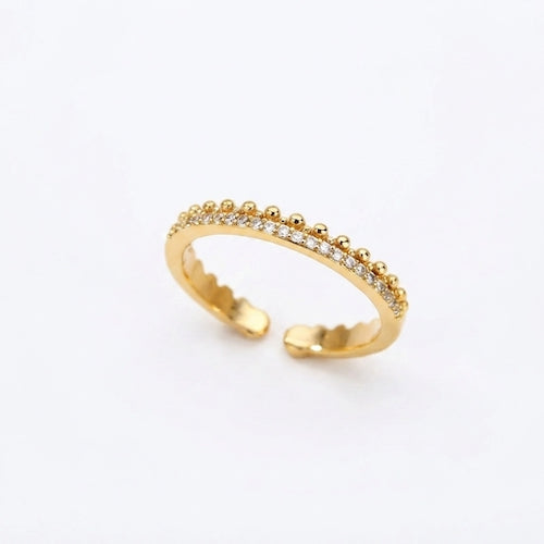 Clara Beaded Crystal Open Ring | Waterproof 18k Gold