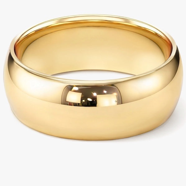 Clara Wide Plain Band Ring 8MM | Waterproof 18K Gold