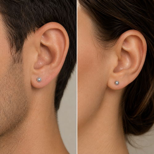 Clara Grey Pearl Flat Back Studs 3MM | Waterproof Silver