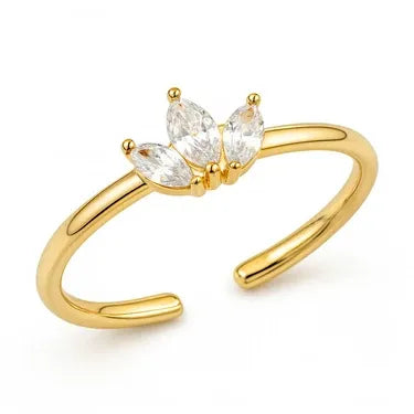 Cleo Marquise-Cut Cluster Open Ring | Waterproof 18k Gold
