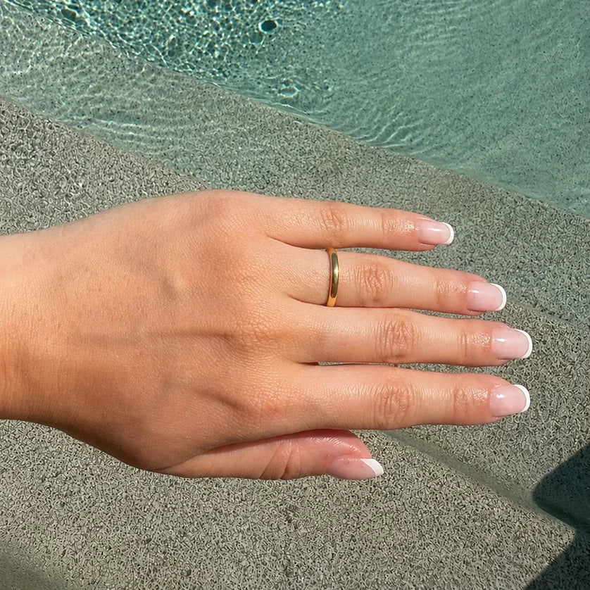 Cora Thin Plain Band Ring | Waterproof 18K Gold