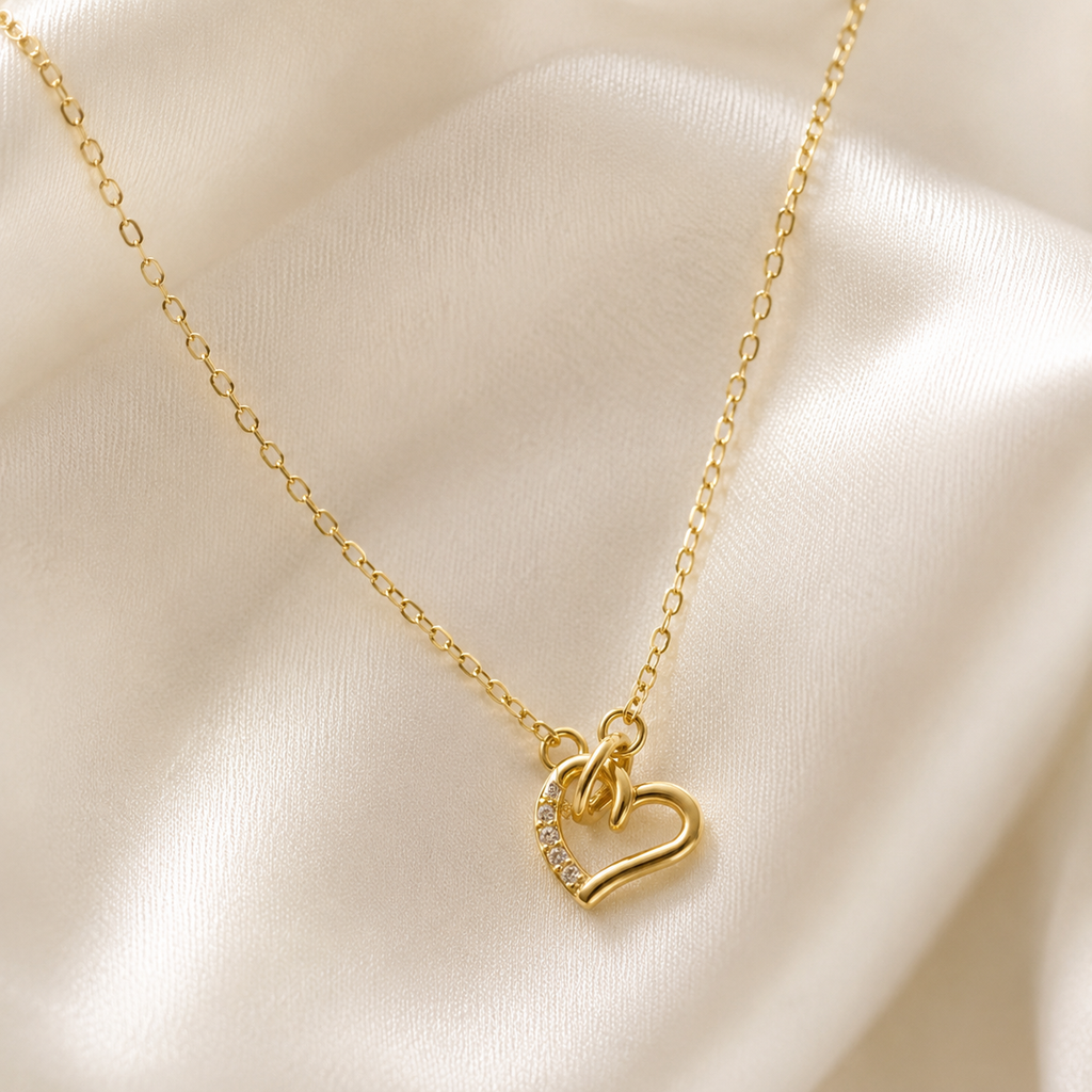 Kissim Heart Ring Necklace- Gold