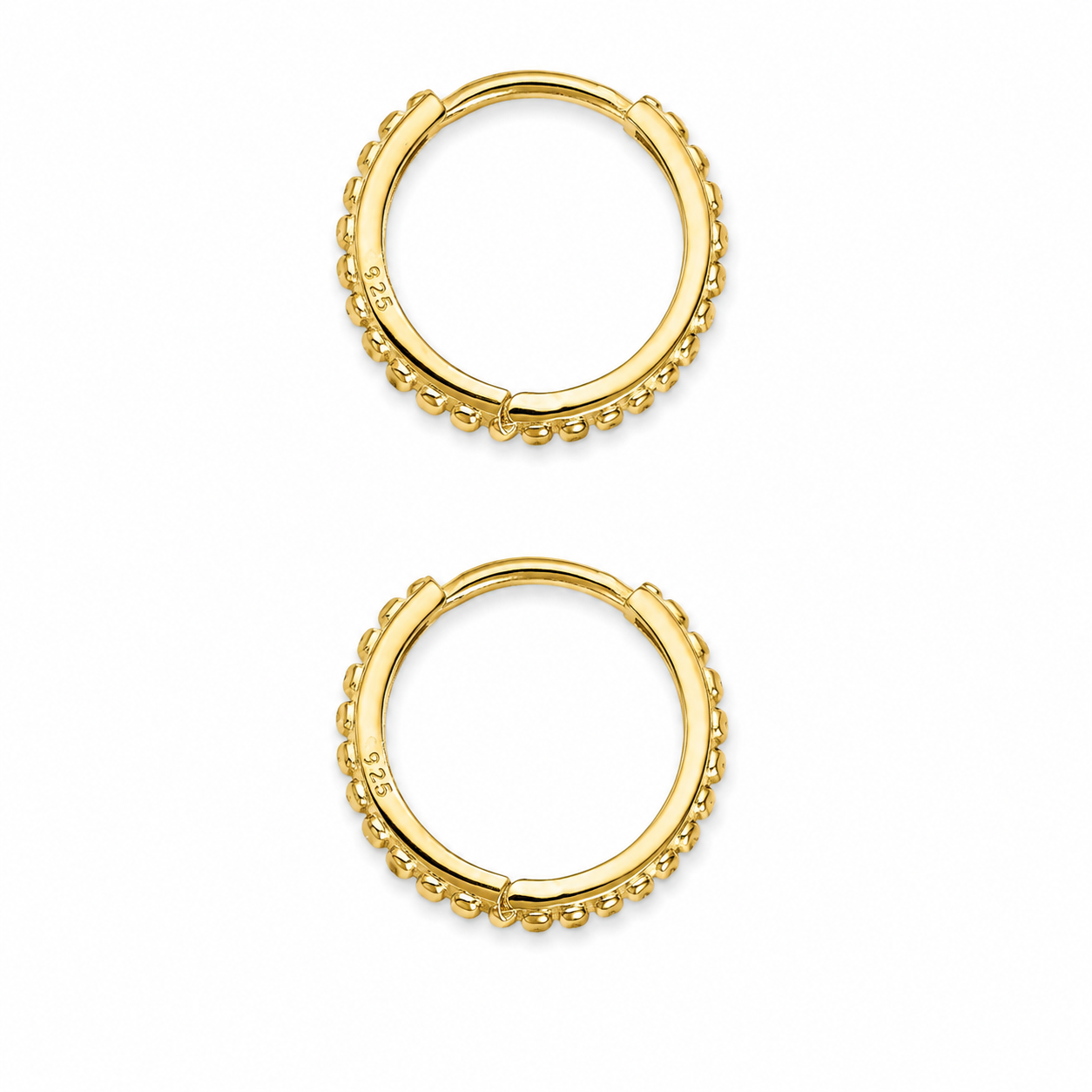 Ember Beaded Hoops Gold 15MM