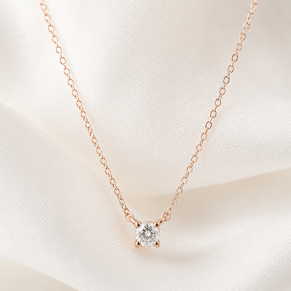 Fancie Diamond Simulant Rose Gold Necklace