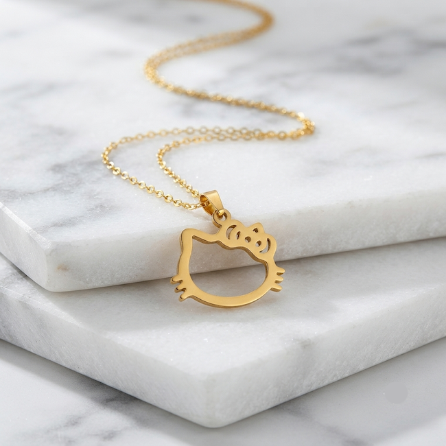 Daisy Cute Kitty Pendant necklace  | Waterproof 18k Gold
