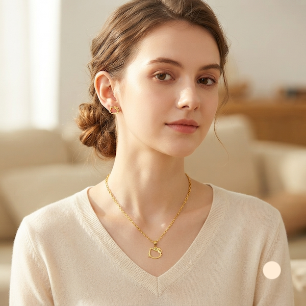 Daisy Cute Kitty Pendant necklace  | Waterproof 18k Gold
