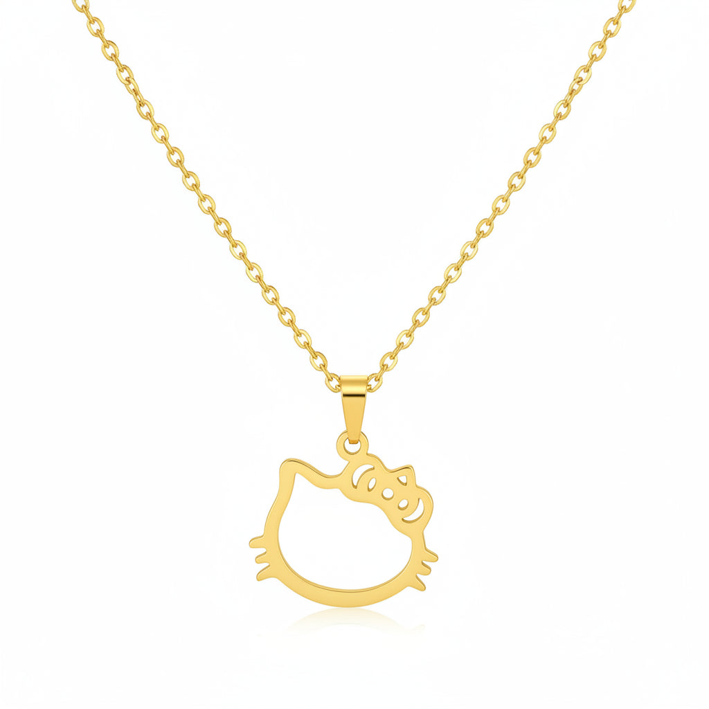 Daisy Cute Kitty Pendant necklace  | Waterproof 18k Gold 