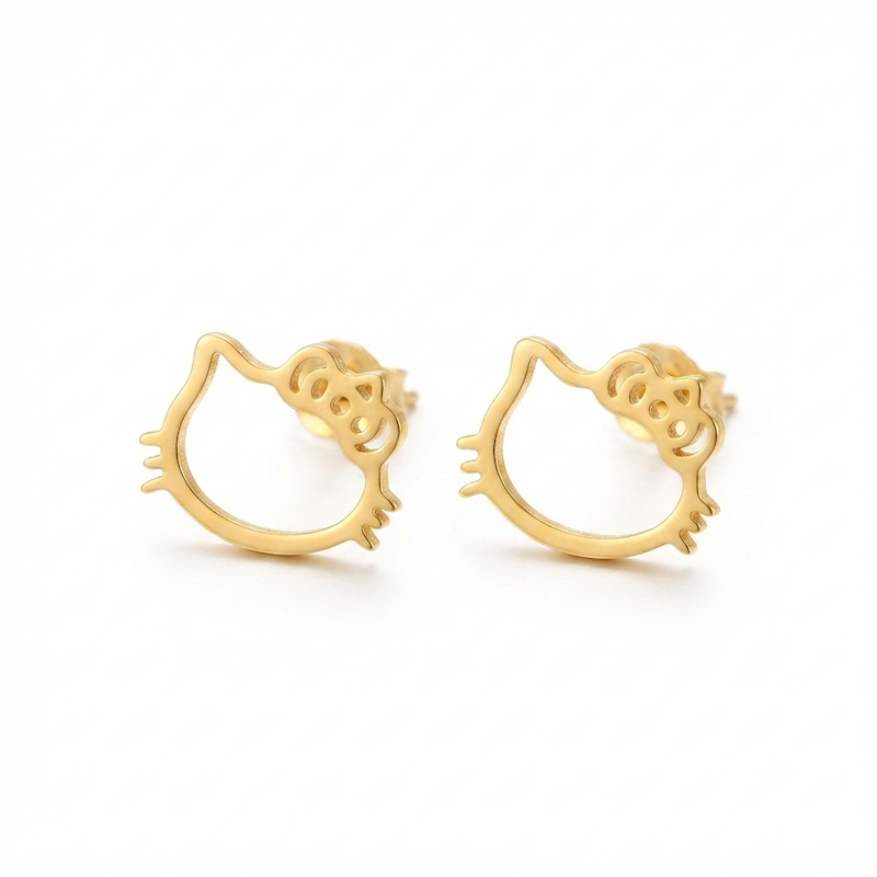 Daisy Cute Kitty Stud earrings | Waterproof 18k Gold
