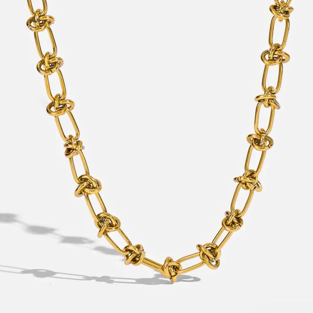 Darcy Chunky Knot Link Chain Necklace | Waterproof 18k Gold