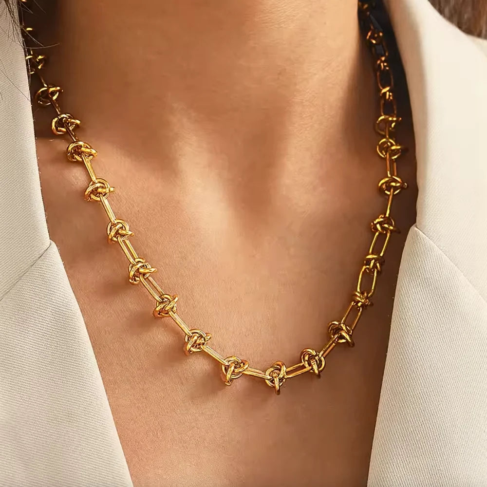 Darcy Chunky Knot Link Chain Necklace | Waterproof 18k Gold