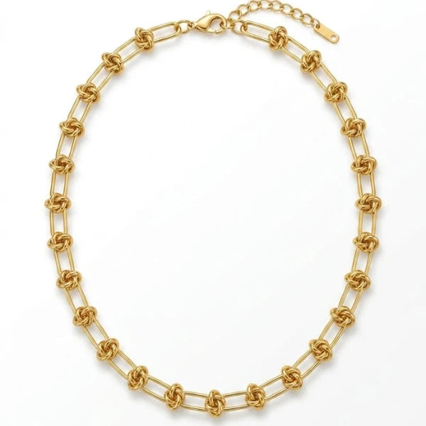 Darcy Chunky Knot Link Chain Necklace | Waterproof 18k Gold