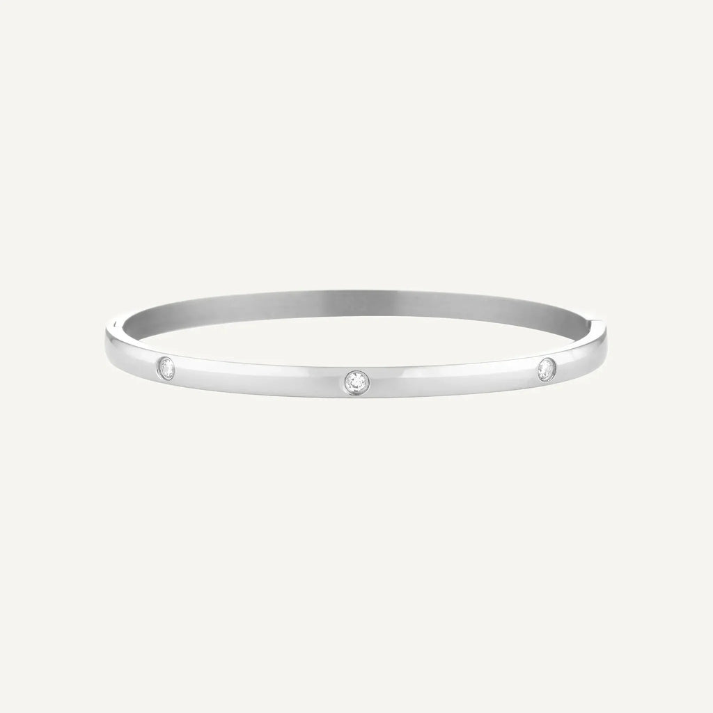 Dea Diamond Hinged Bangle Bracelet | Waterproof 18k Gold & Silver