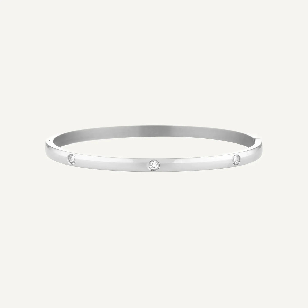 Dea Diamond Hinged Bangle Bracelet | Waterproof 18k Gold & Silver