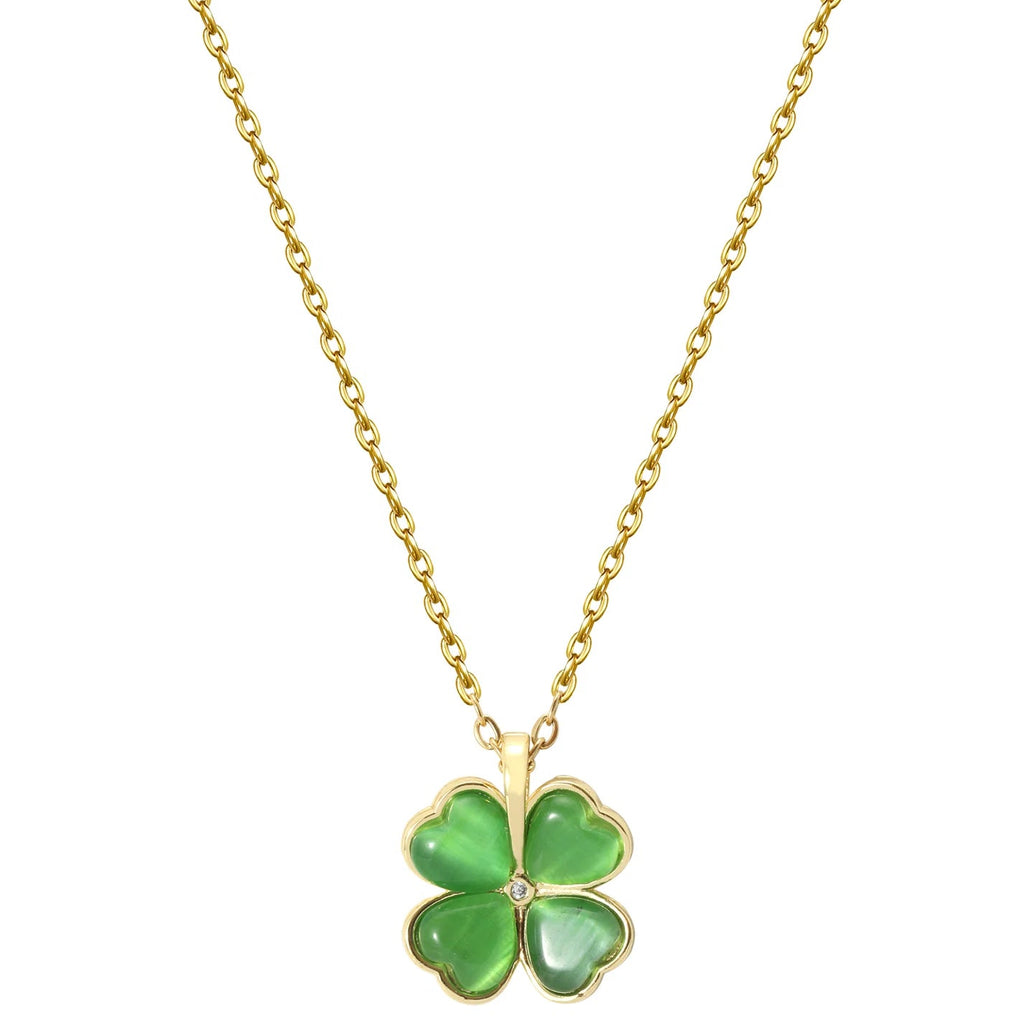 Delilah Green Clover Necklace | Waterproof 18k Gold