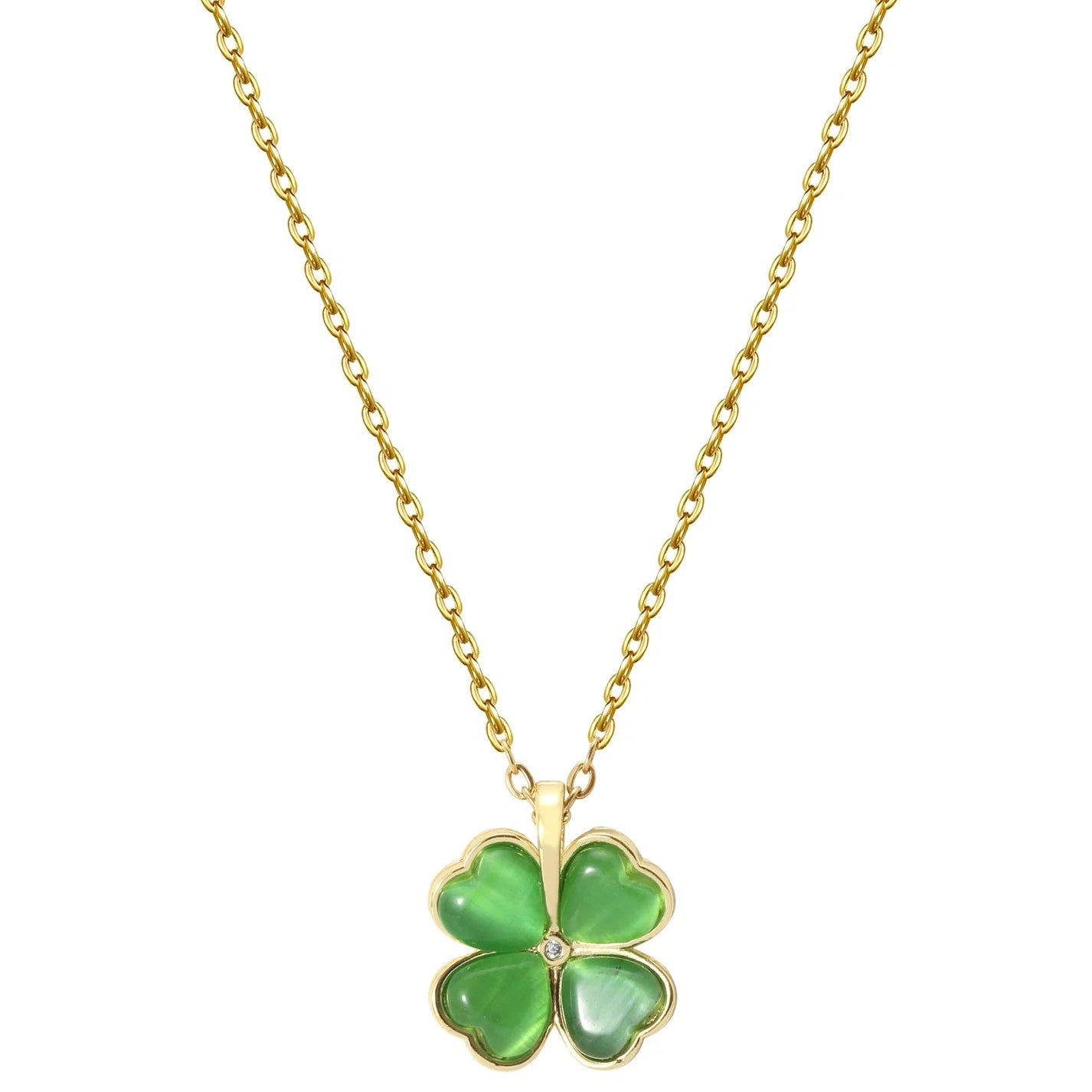 Delilah Green Clover Necklace | Waterproof 18k Gold