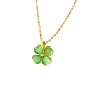 Delilah Green Clover Necklace | Waterproof 18k Gold
