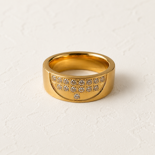 Delta Jewelled Band Ring | Waterproof 18K Gold