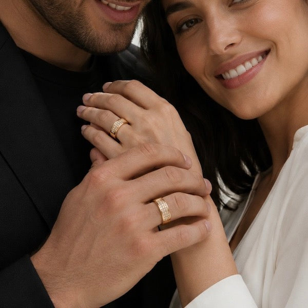 Delta Jewelled Band Ring | Waterproof 18K Gold