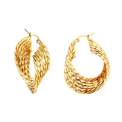 Reena Twisted Weave Hoops | Waterproof 18K Gold