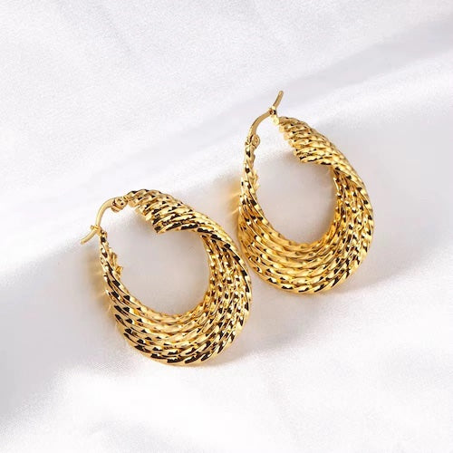 Reena Twisted Weave Hoops | Waterproof 18K Gold