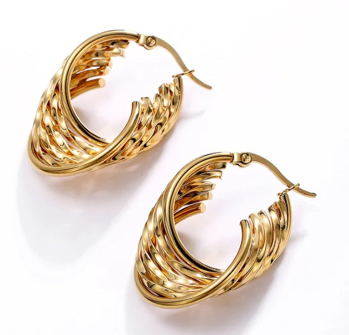 Reena Twisted Weave Hoops | Waterproof 18K Gold