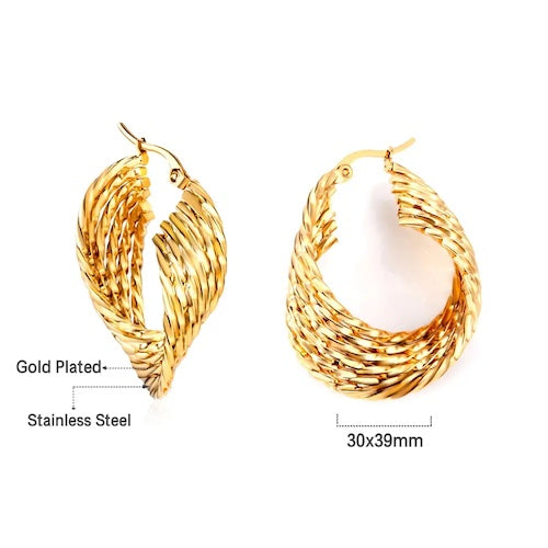 Reena Twisted Weave Hoops | Waterproof 18K Gold