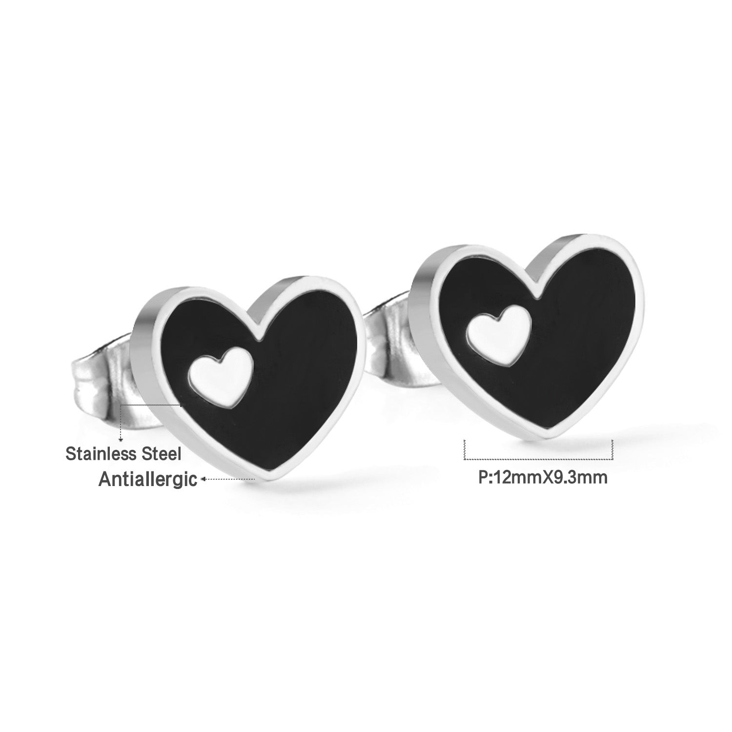 Jora Heart in Heart Available in 4 Colors Studs - Gold