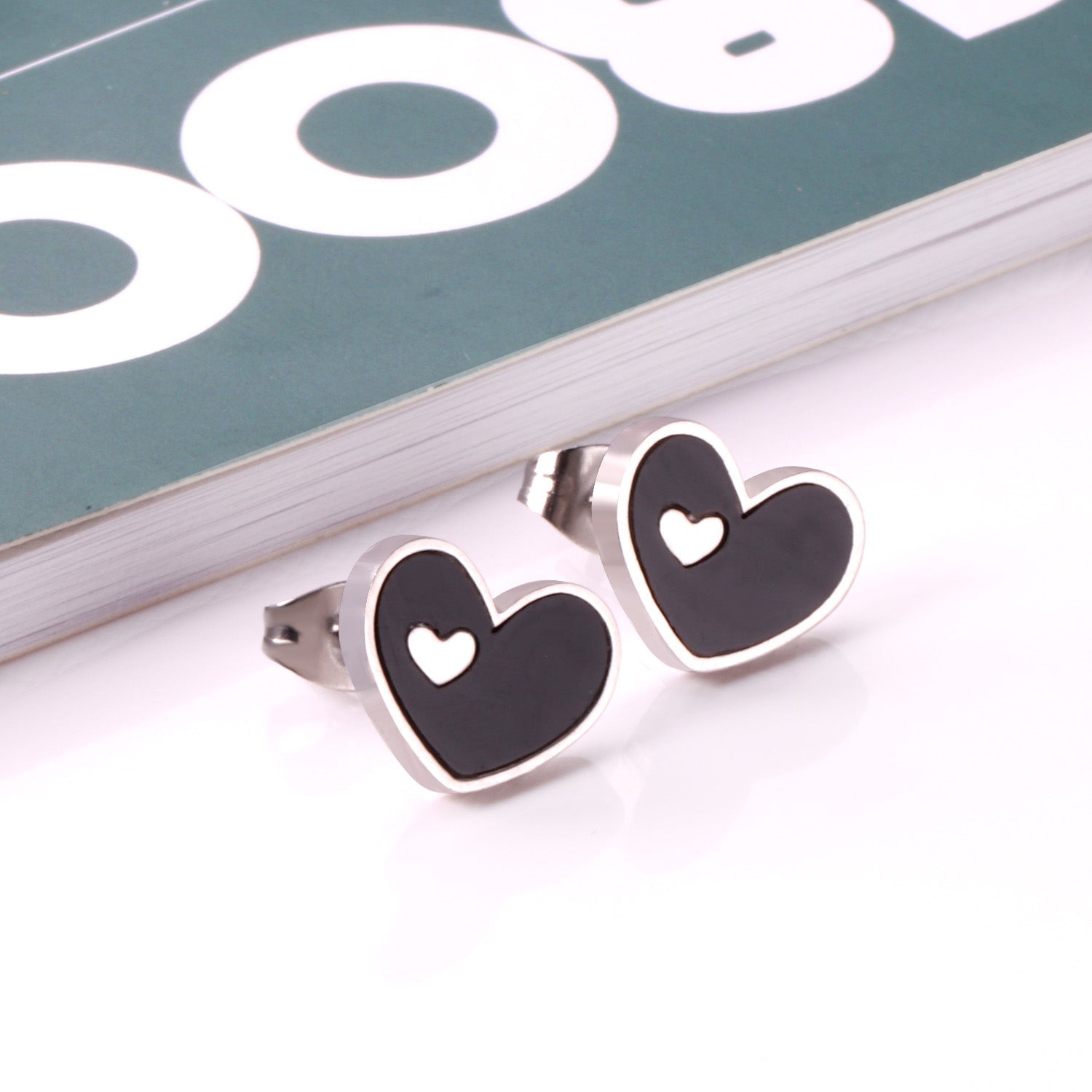 Jora Heart in Heart Available in 4 Colors Studs - Gold