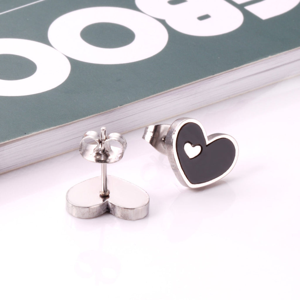 Jora Heart in Heart Available in 4 Colors Studs - Gold