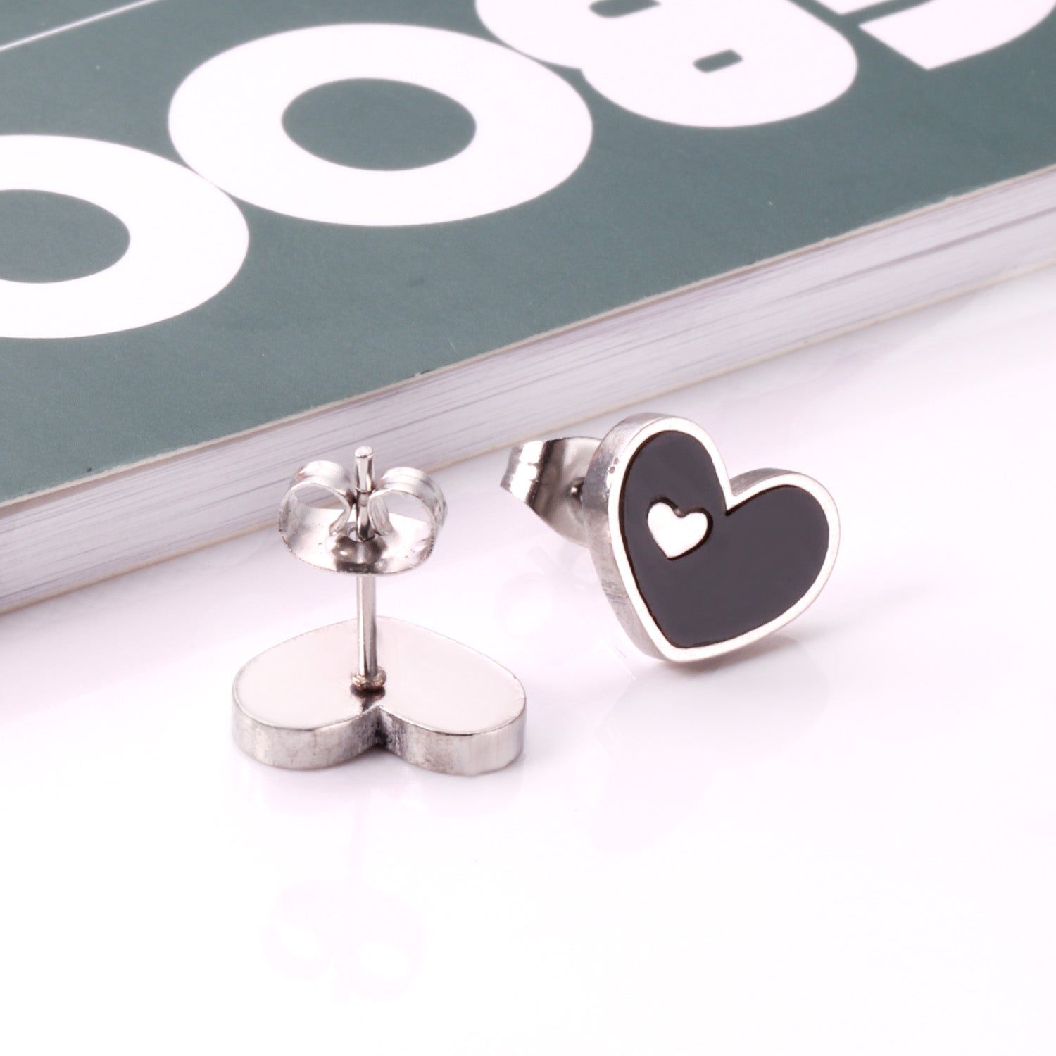 Jora Heart in Heart Available in 4 Colors Studs - Gold