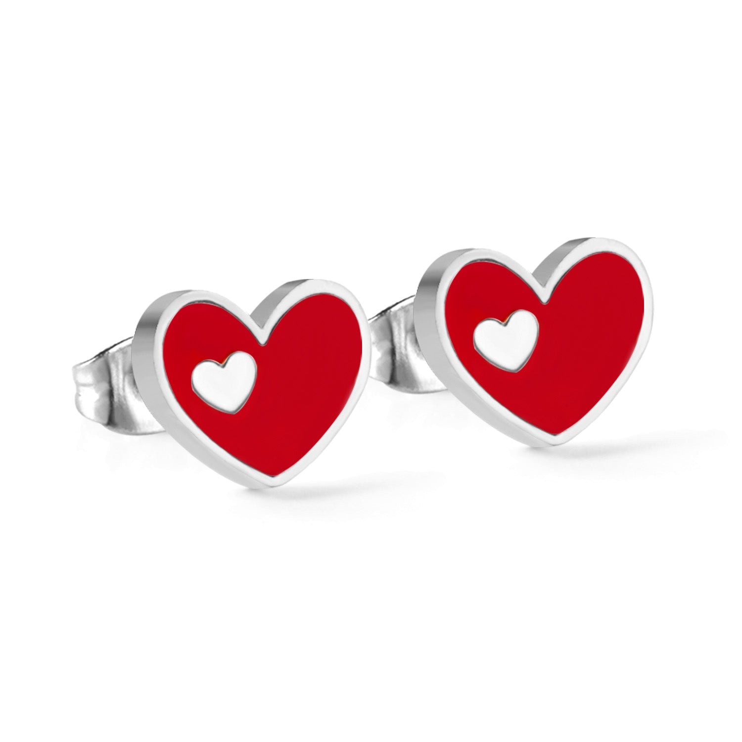 Jora Heart in Heart Available in 4 Colors Studs - Gold