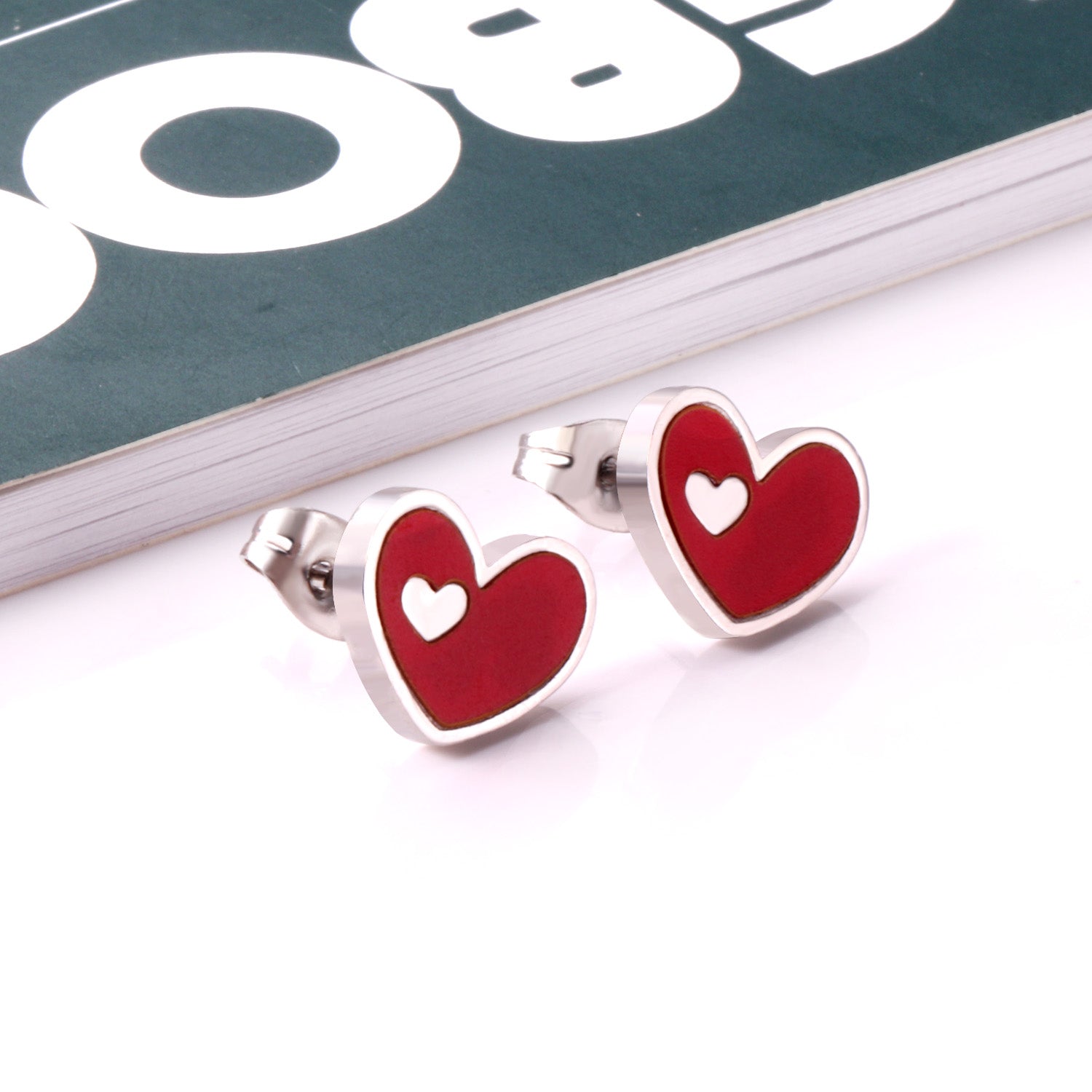 Jora Heart in Heart Available in 4 Colors Studs - Gold