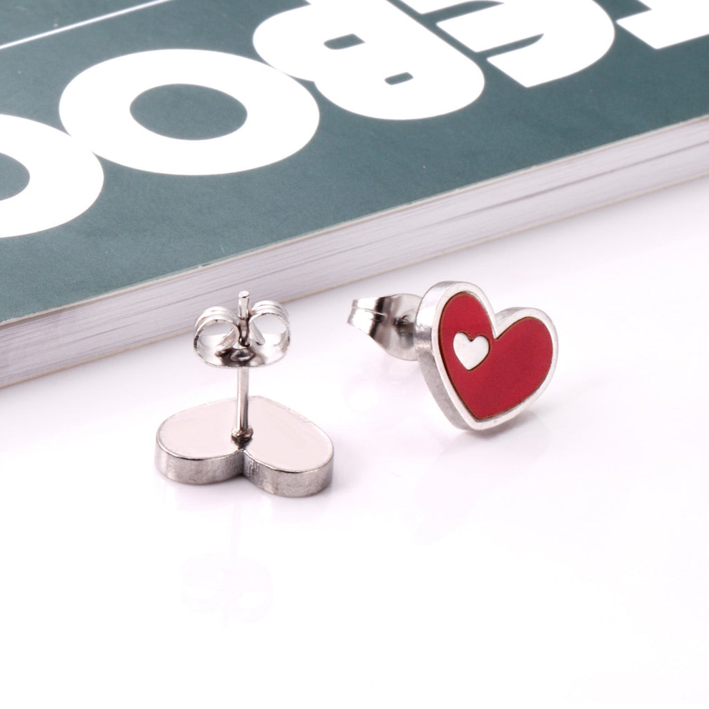 Jora Heart in Heart Available in 4 Colors Studs - Gold