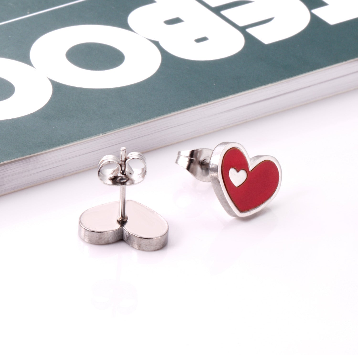 Jora Heart in Heart Available in 4 Colors Studs - Gold
