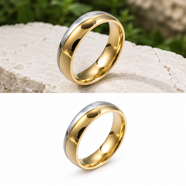 Lydia Two Tone Band Ring | Waterproof 18K Gold
