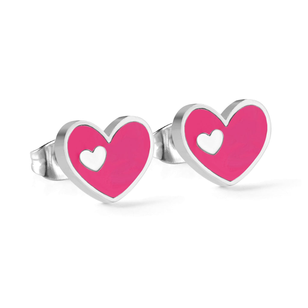 Jora Heart in Heart Available in 4 Colors Studs - Gold