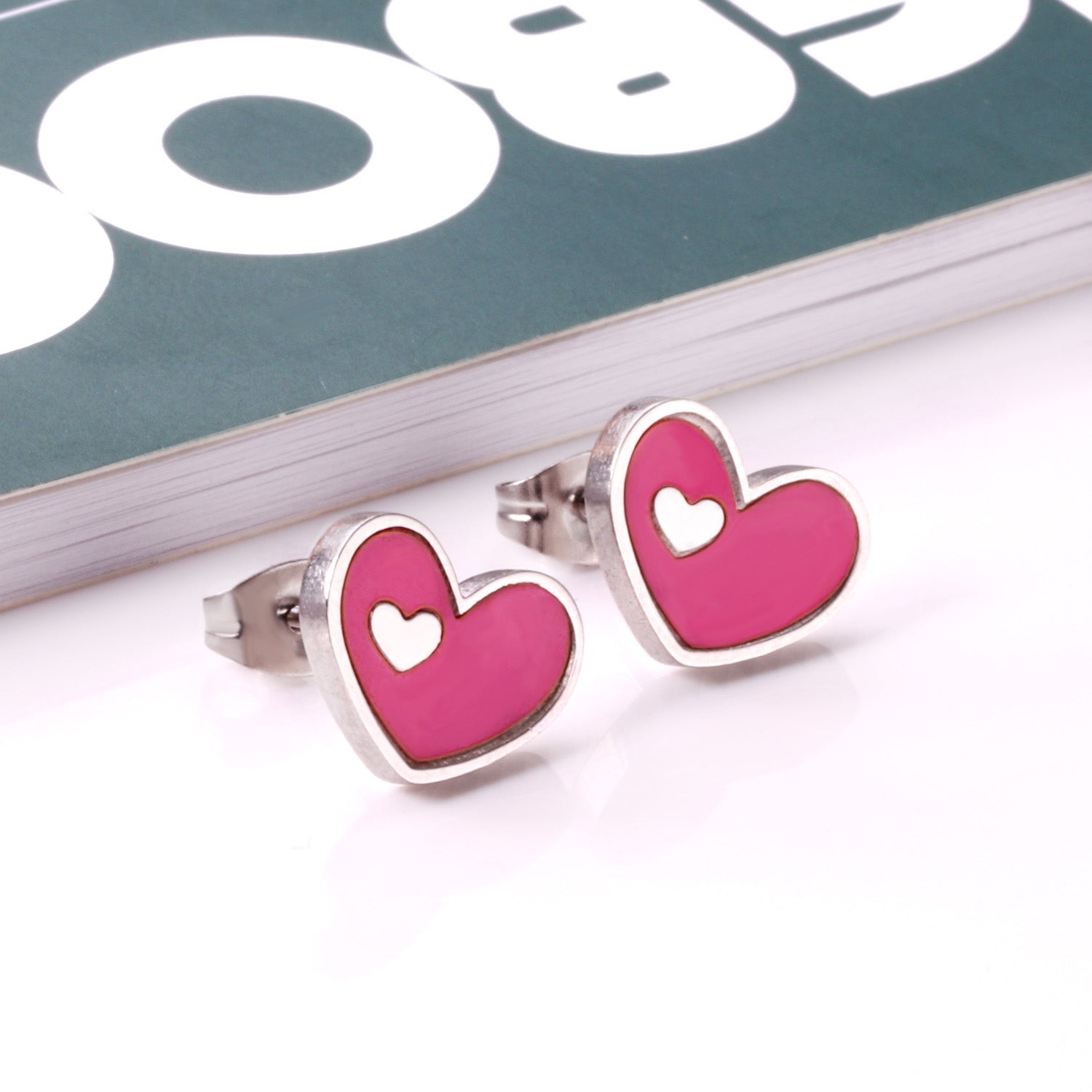 Jora Heart in Heart Available in 4 Colors Studs - Gold