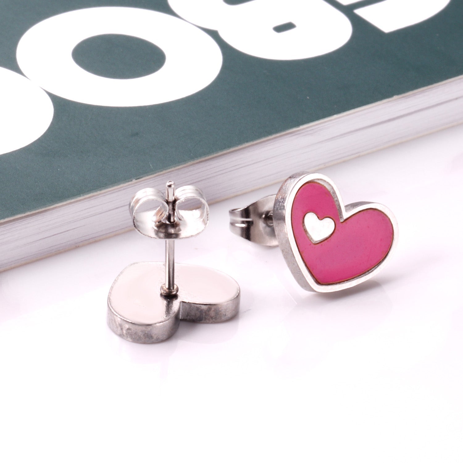 Jora Heart in Heart Available in 4 Colors Studs - Gold