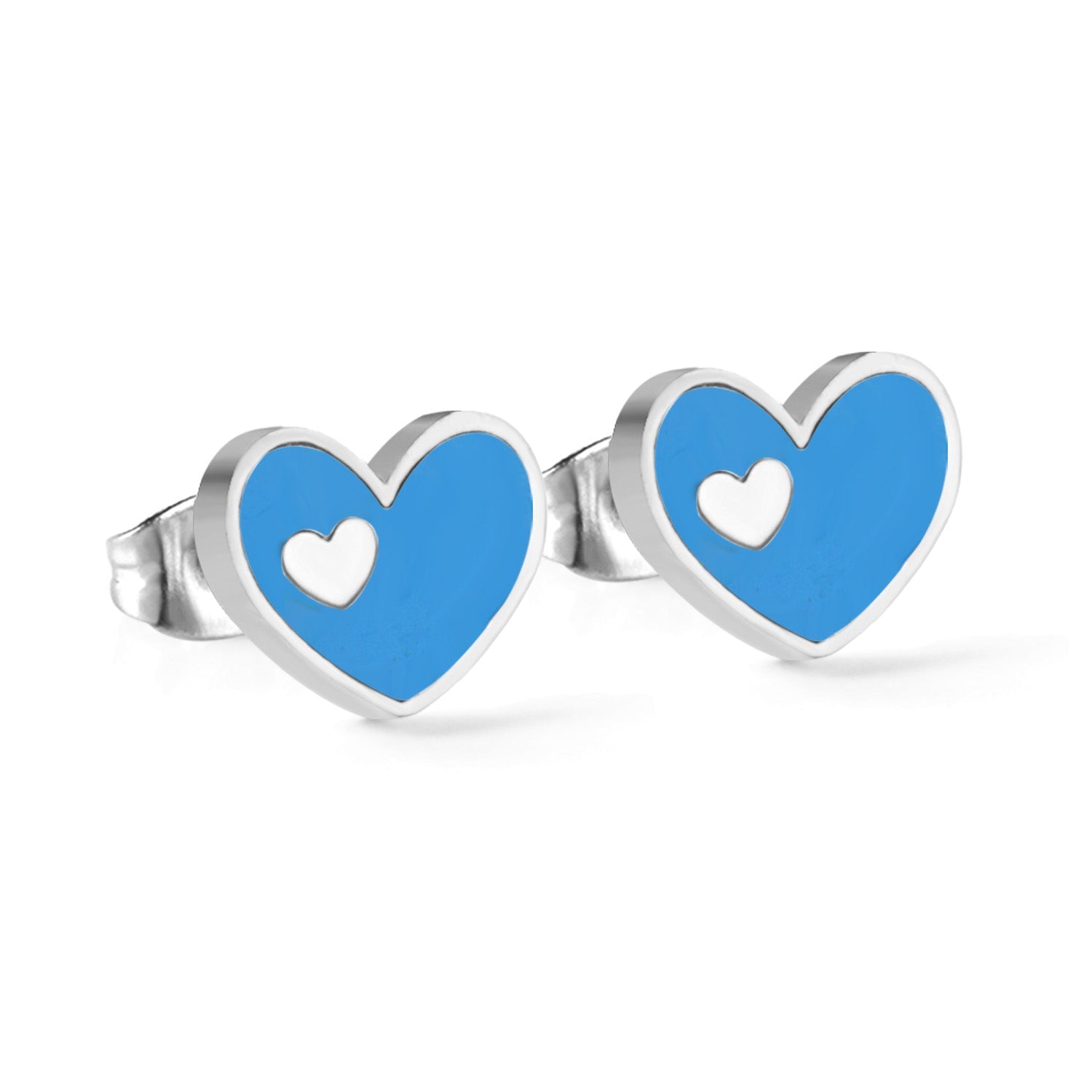 Jora Heart in Heart Available in 4 Colors Studs - Gold