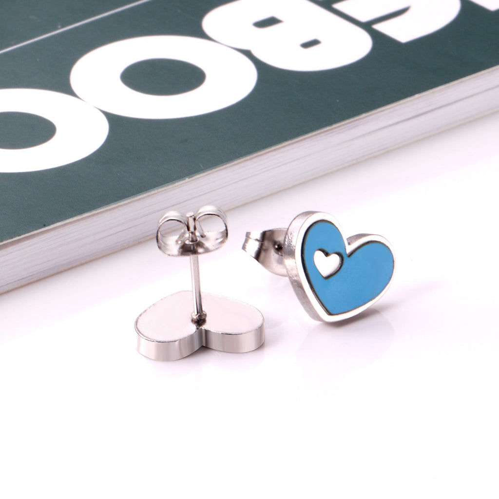 Jora Heart in Heart Available in 4 Colors Studs - Gold