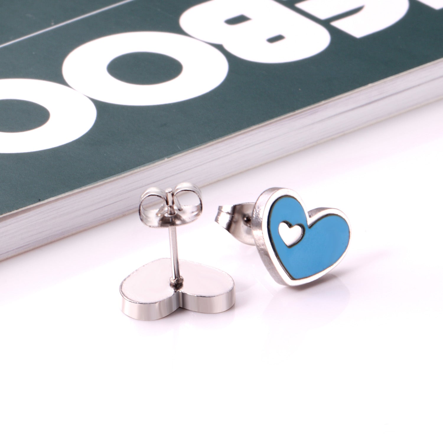 Jora Heart in Heart Available in 4 Colors Studs - Gold