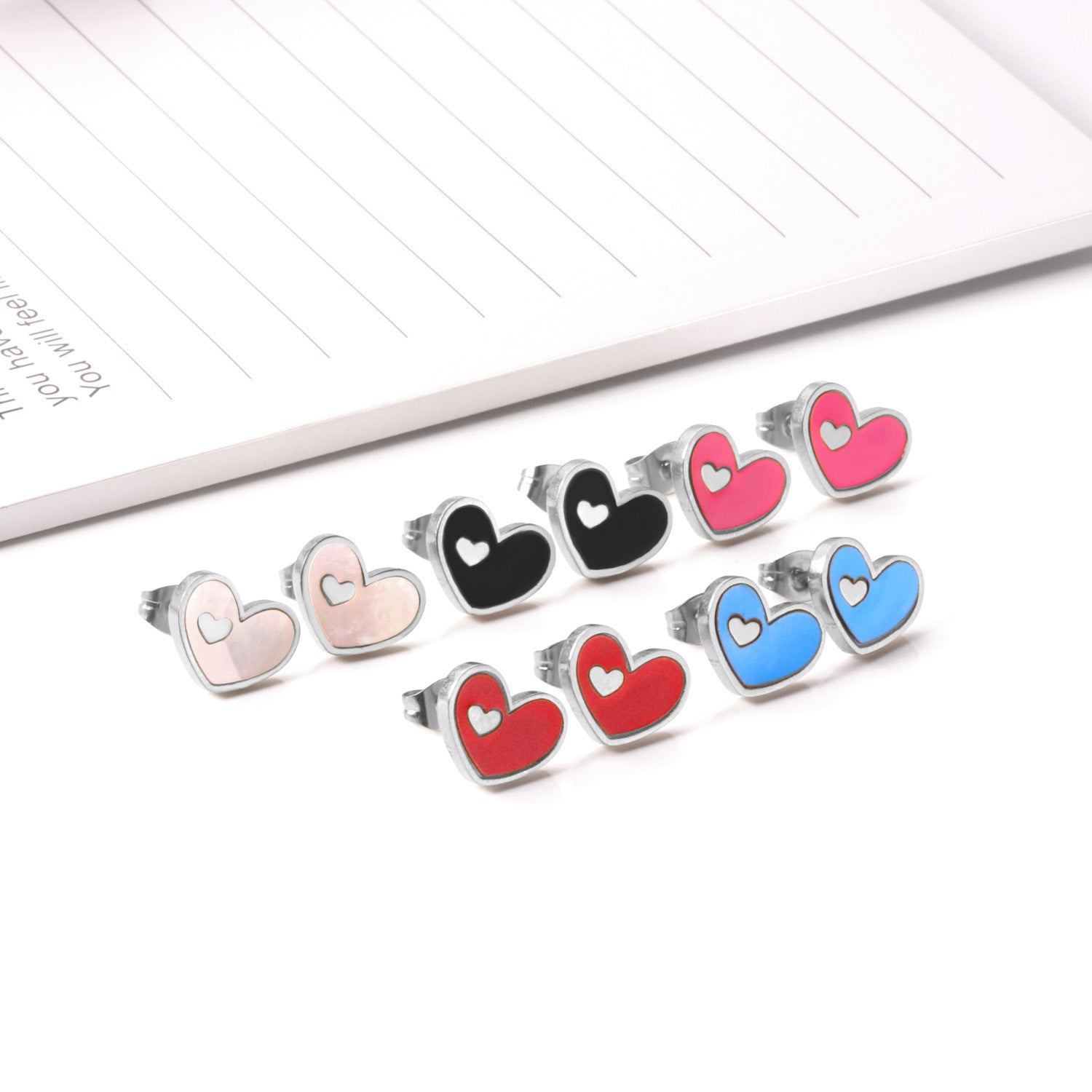 Jora Heart in Heart Available in 4 Colors Studs - Gold