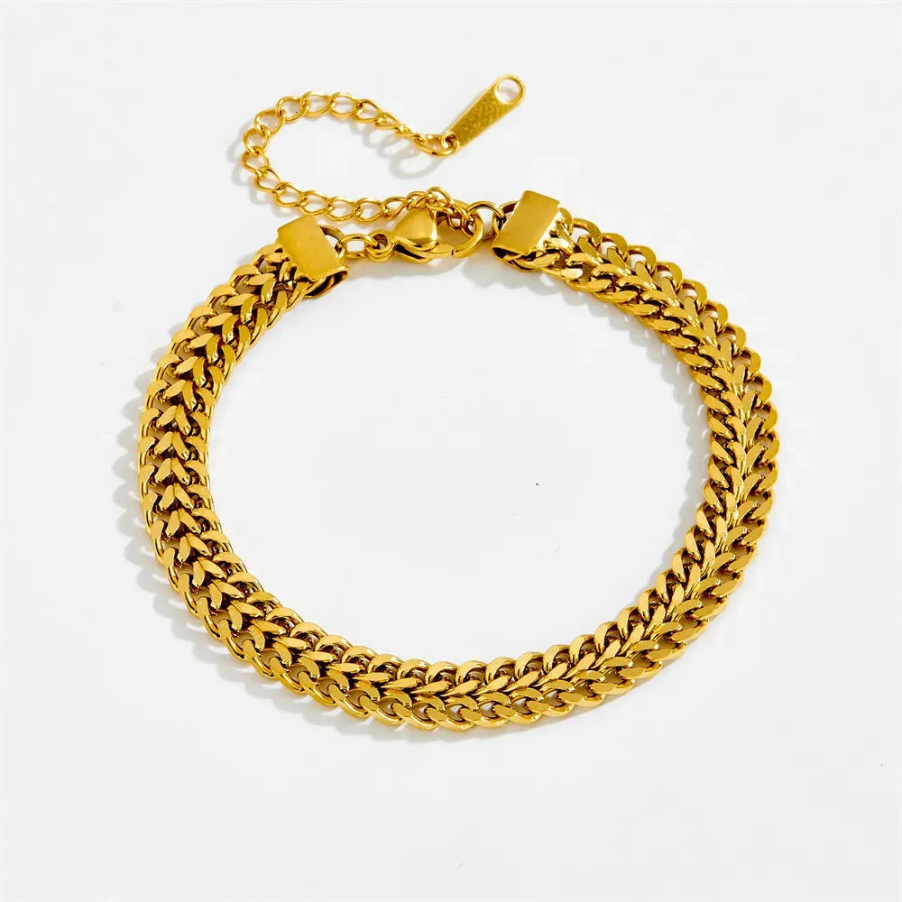 Elaris Double Curb Chain Bracelet | Waterproof 18k Gold