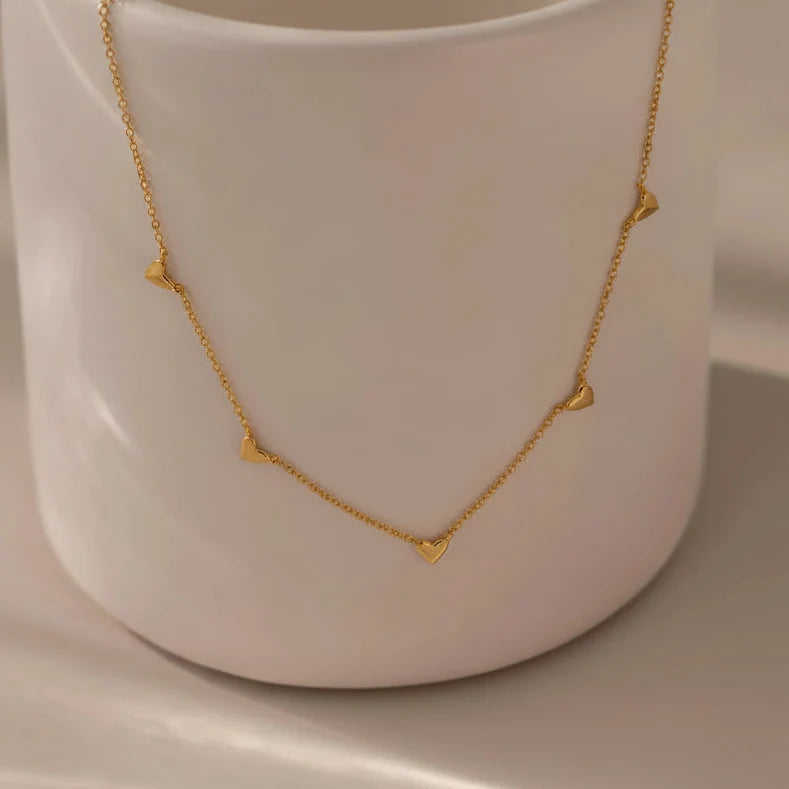 Elowen Heart Trio Necklace | Waterproof 18k Gold