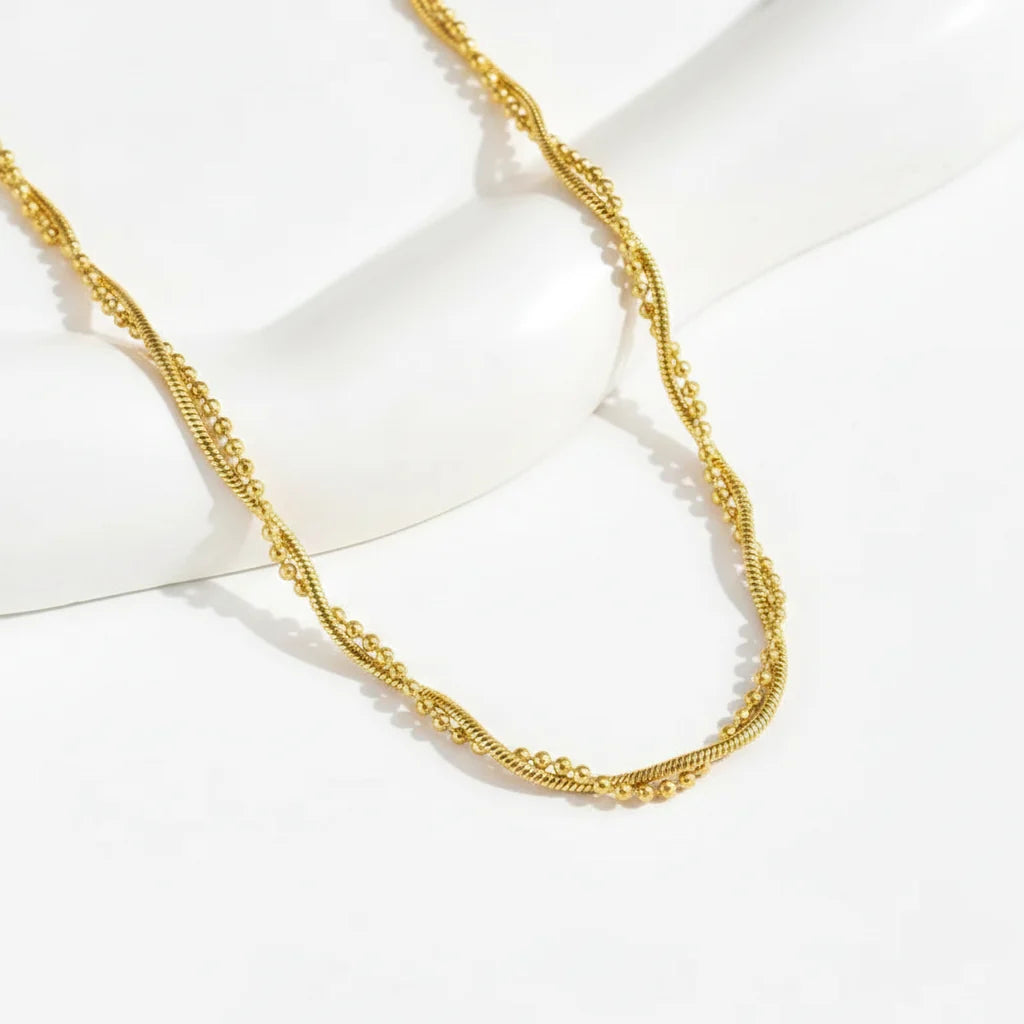Elvana Twisted Double-Strand Necklace | Waterproof 18k Gold