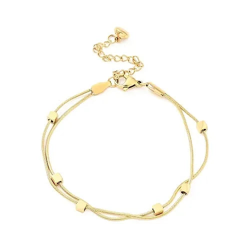 Elyra Cube Station Double Layered Bracelet | Waterproof 18k Gold