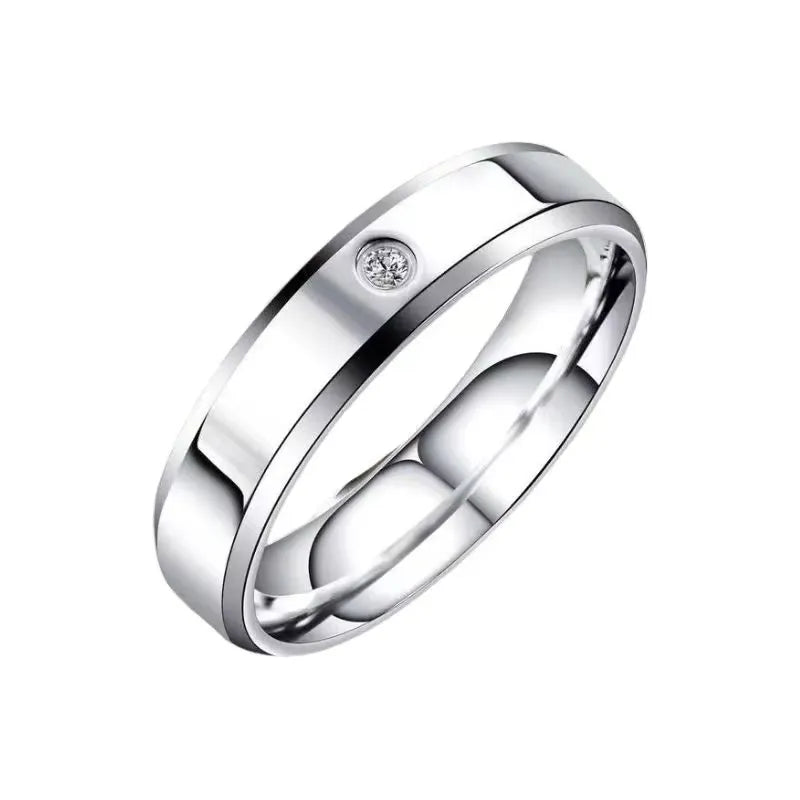Esha Single Stone 4MM Band Ring | Waterproof Silver