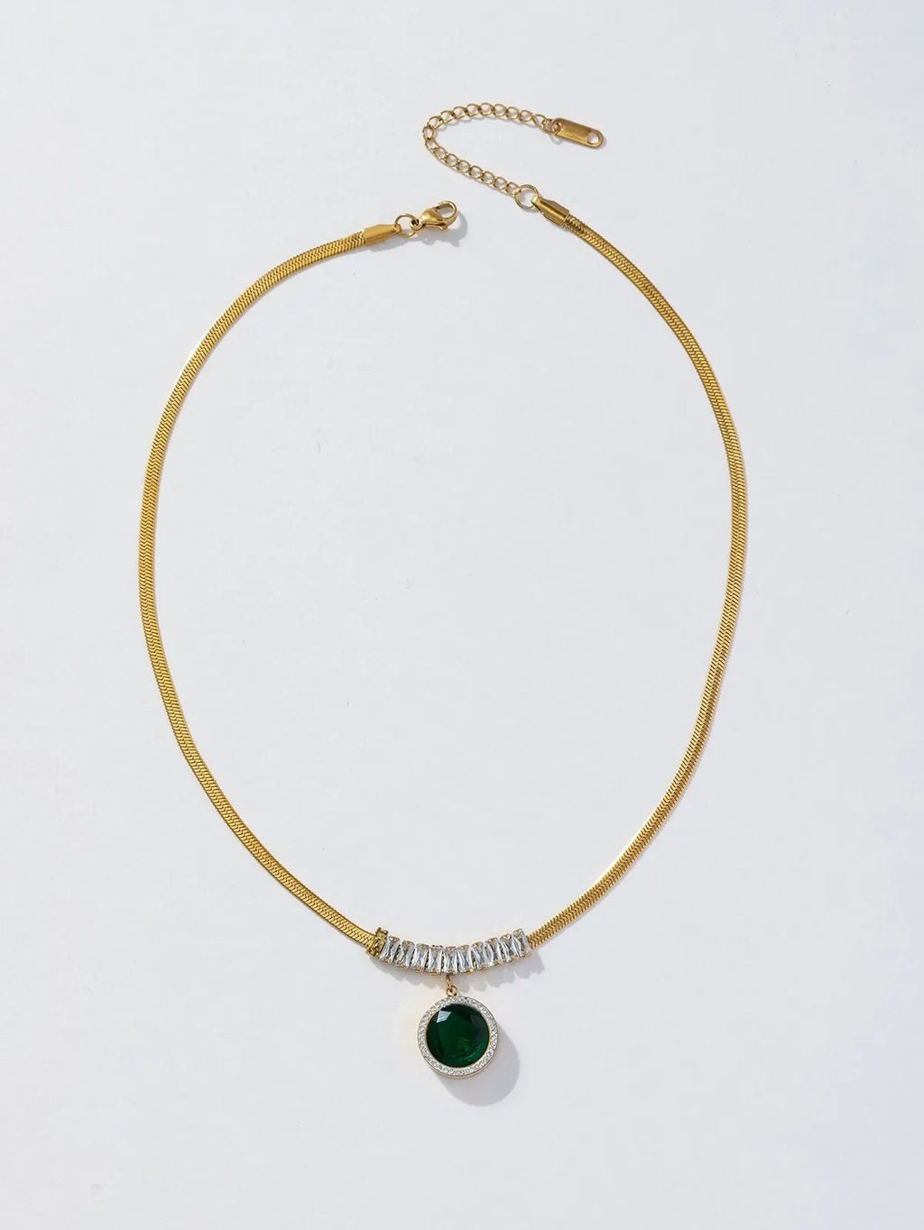 Esmira Emerald Snake Chain Necklace | Waterproof 18k Gold