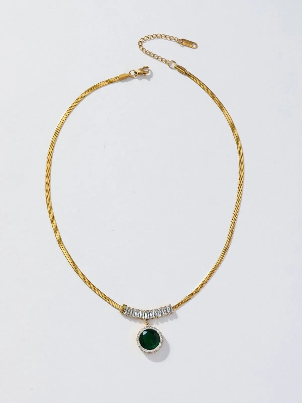 Esmira Emerald Snake Chain Necklace | Waterproof 18k Gold